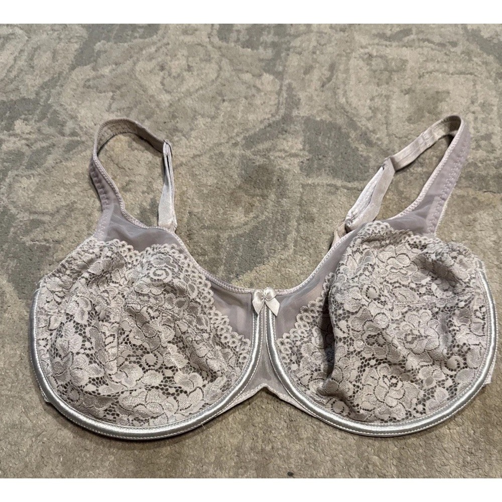 Delicates 11935 Feather Detail Lined Underwire Demi Bra Size 38DDD beige